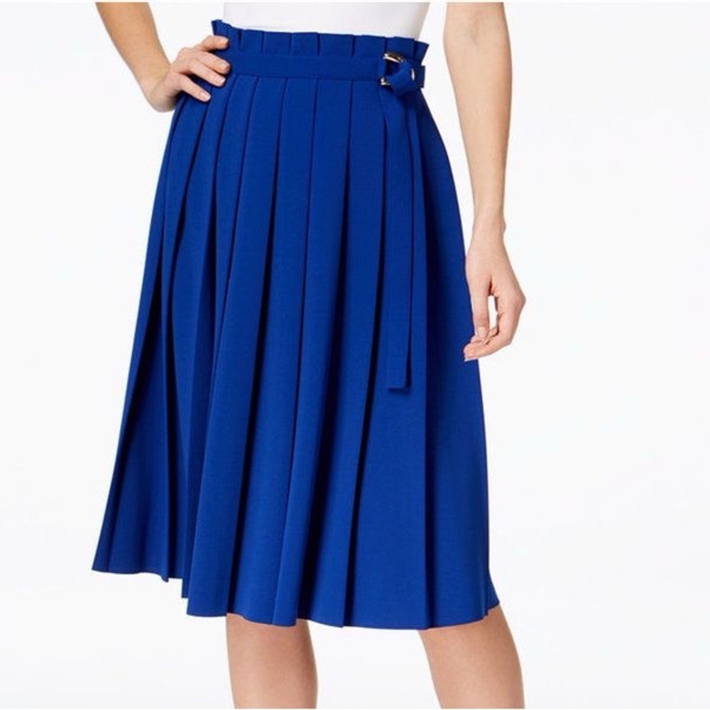 Calvin Klein Pleated Paper Bag Style Royal Blue Skirt